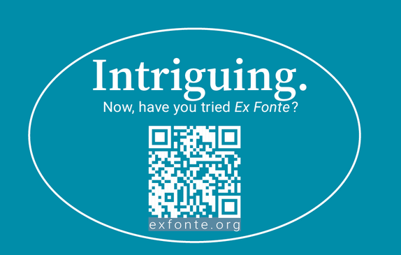 Logo of the journal “Ex Fonte” with a QR code linking to its website