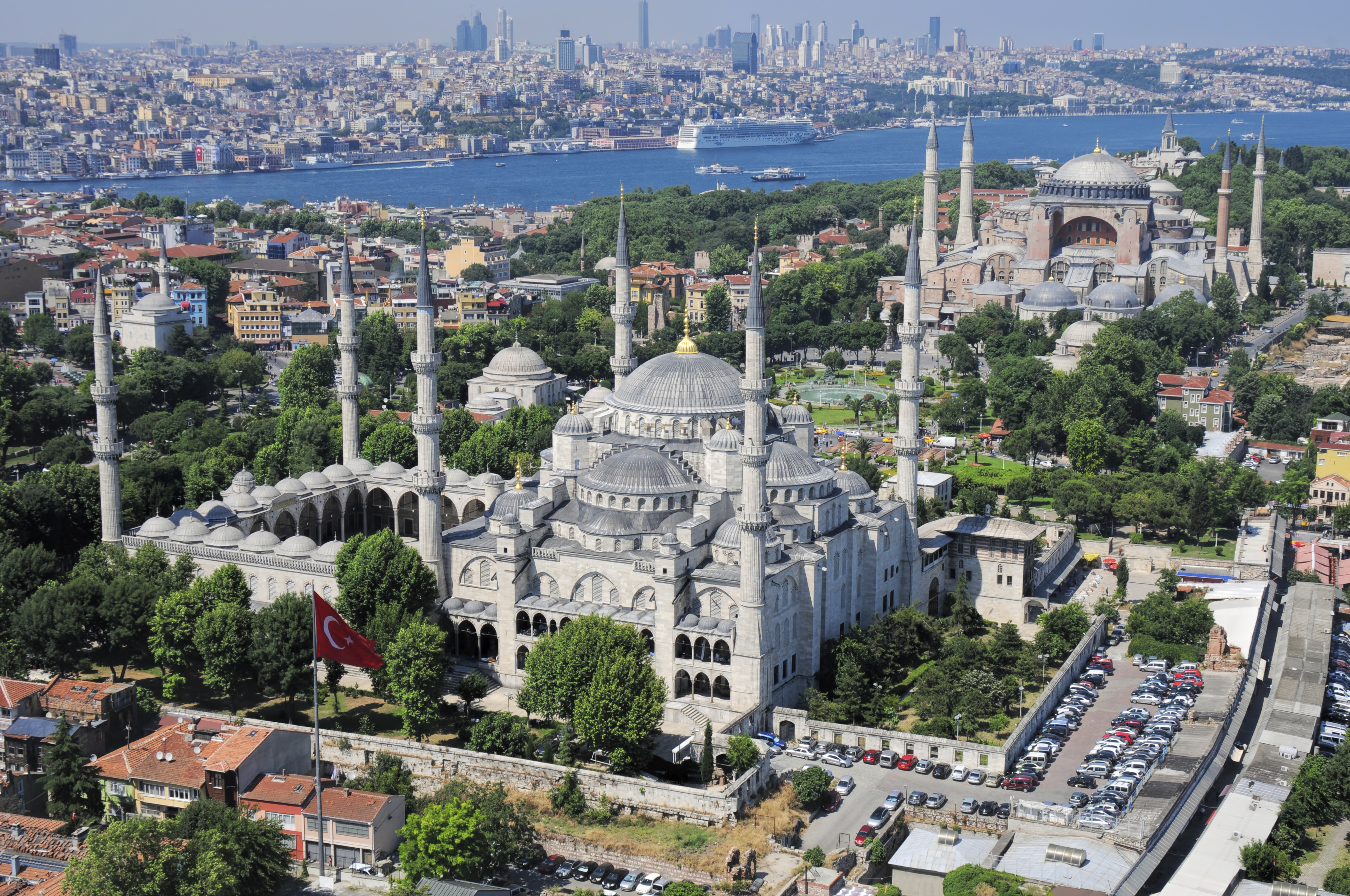 Panoramabild Istanbuls (Blaue Moschee und Hagia Sophia)